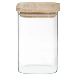 4 bocaux verre empilables couvercle bois