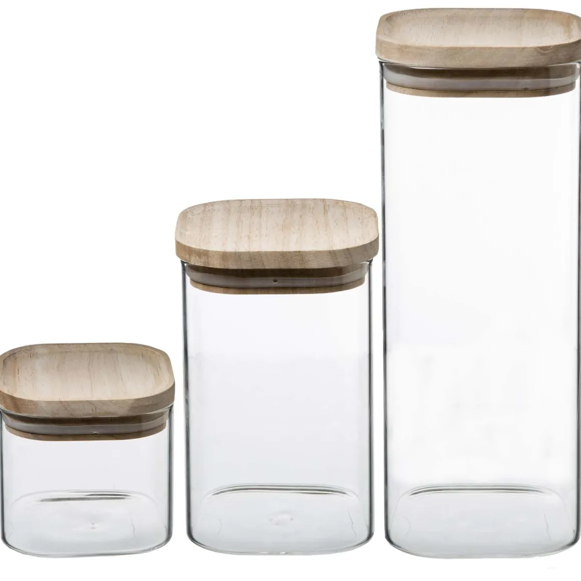 3 bocaux verre empilables couvercle bois