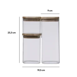 3 bocaux verre empilables couvercle bois