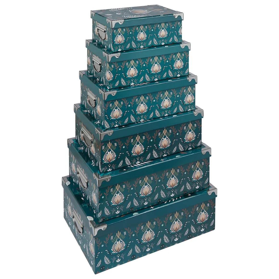 6 boites de rangement, Bleu prétole
