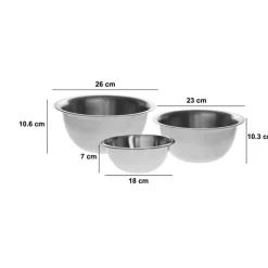 3 bols à mixer, Inox - Gris