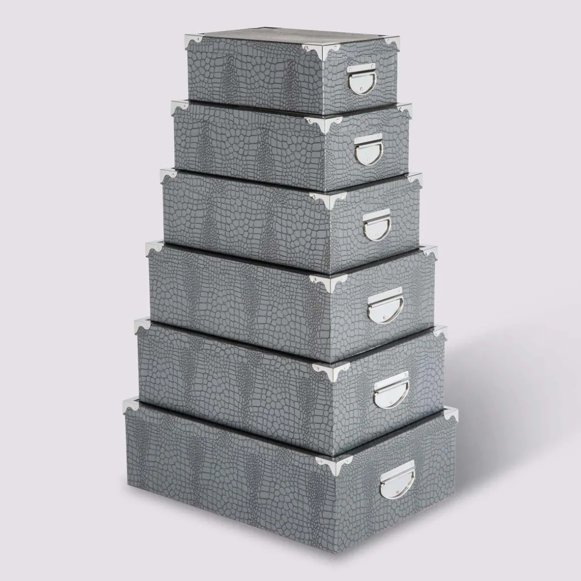 6 boîtes coin métal, Gris