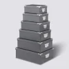 6 boîtes coin métal, Gris