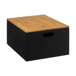 3 boîtes couvercle bambou, Noir