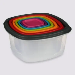 7 boîtes de conservation carrées, Plastique