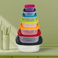 7 boîtes de conservation carrées, Plastique