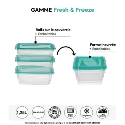 3 boîtes de conservation, 1,25L
