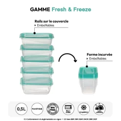 5 boîtes de conservation, 0,5L