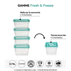 4 boîtes de conservation, 0,75L