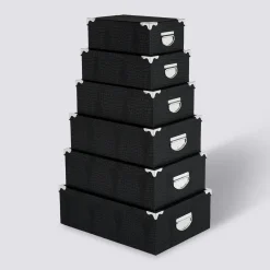 6 boîtes de rangement coin métal, Noir