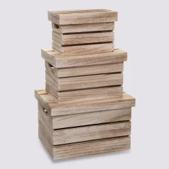 3 boîtes de rangement en bois