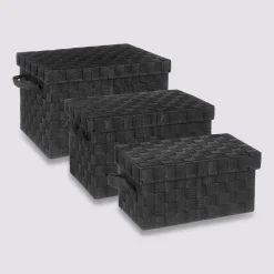3 boîtes de rangement, Noir