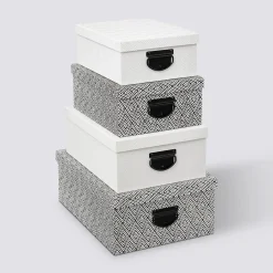 4 boîtes de rangement, Noir et blanc