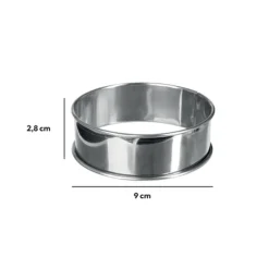 4 cercles à tartelettes inox, 9cm