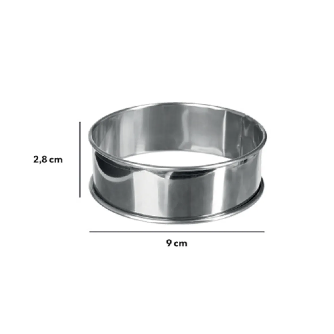 4 cercles à tartelettes inox, 9cm
