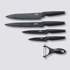 4 couteaux acier, 1 éplucheur