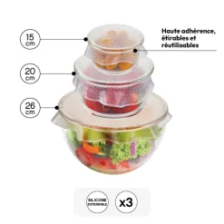 3 films alimentaires ronds réutilisables