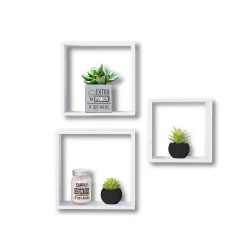 3 grandes étagères murales cube, Blanc