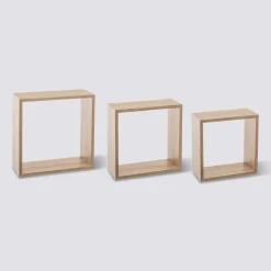 3 grandes étagères murales cube, Effet chêne