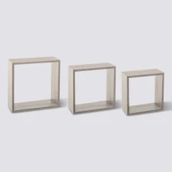 3 grandes étagères murales cube, Effet chêne gris