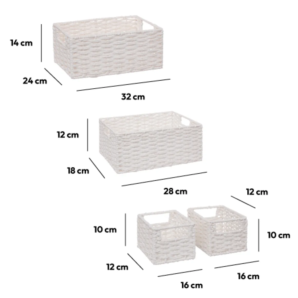 4 paniers de rangement, Blanc