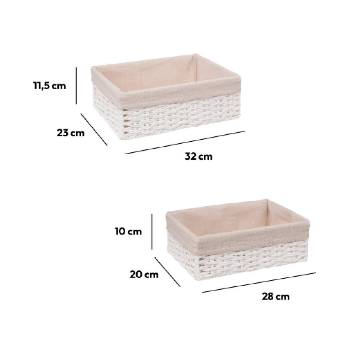 2 paniers de rangement, Blanc