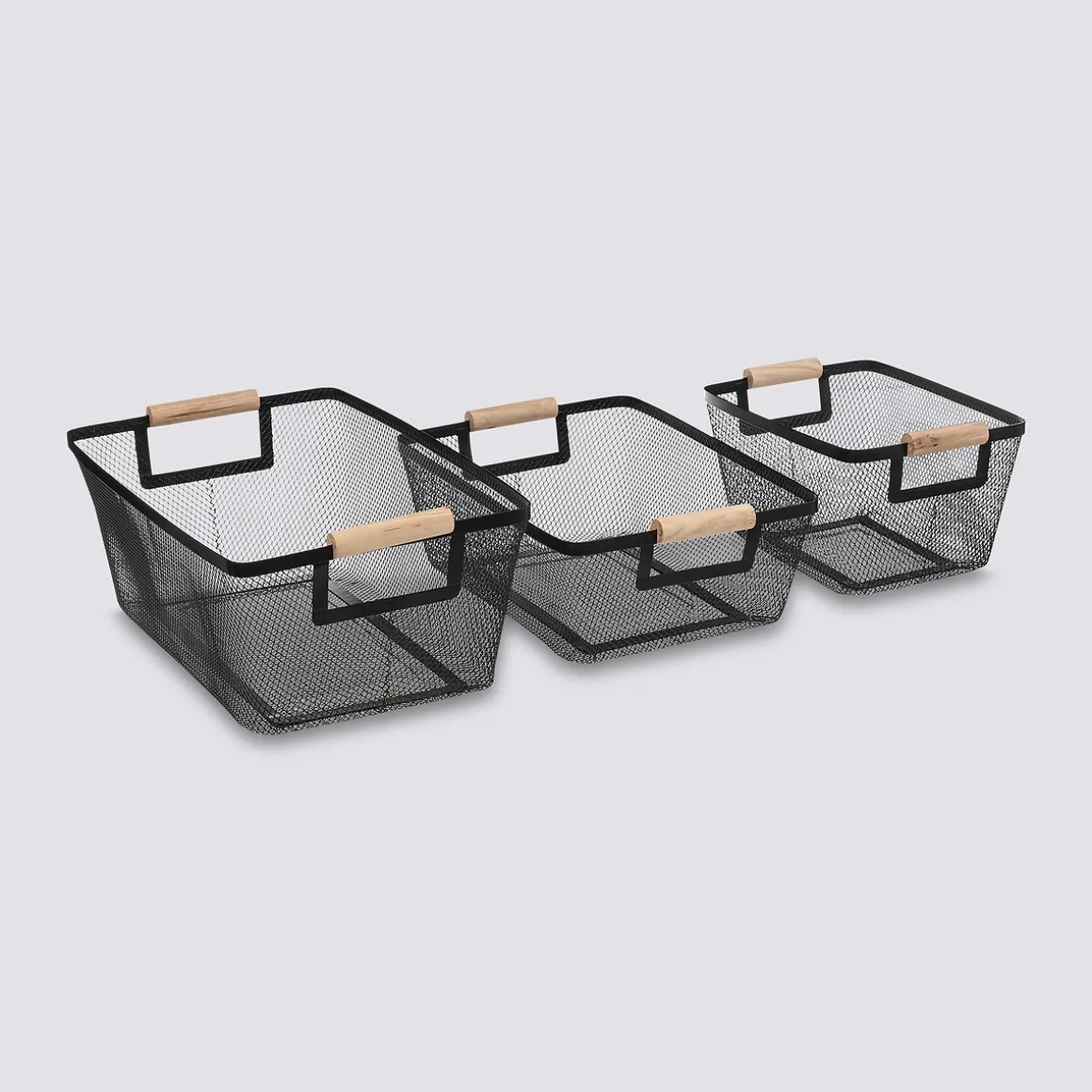 3 paniers de rangement métal, Noir