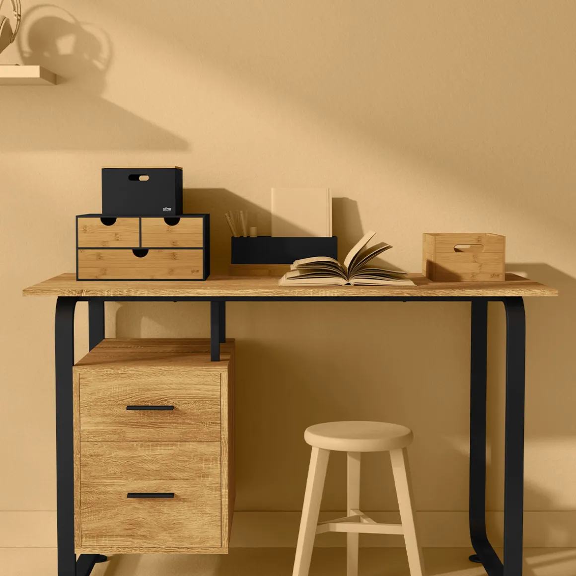 3 paniers rectangle en bambou