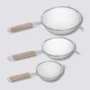 3 passoires inox, manche bois
