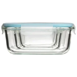 3 petites boîtes carrées de conservation verre
