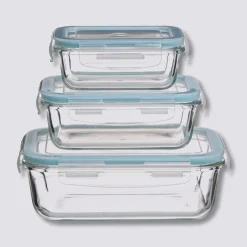3 petites boîtes rect de conservation verre