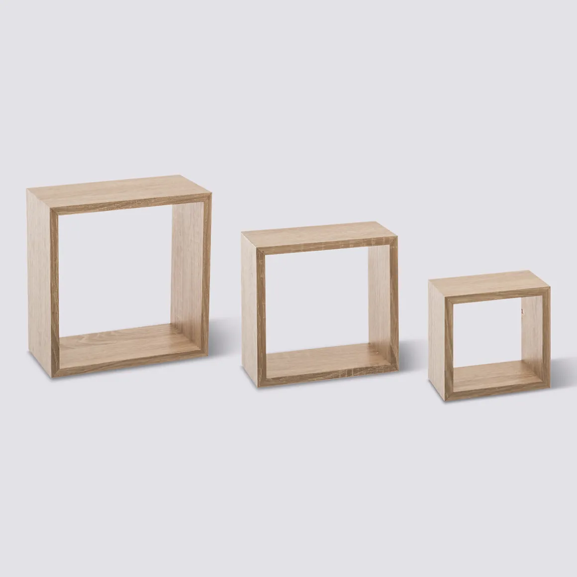 3 petites étagères murales cube, Effet chêne