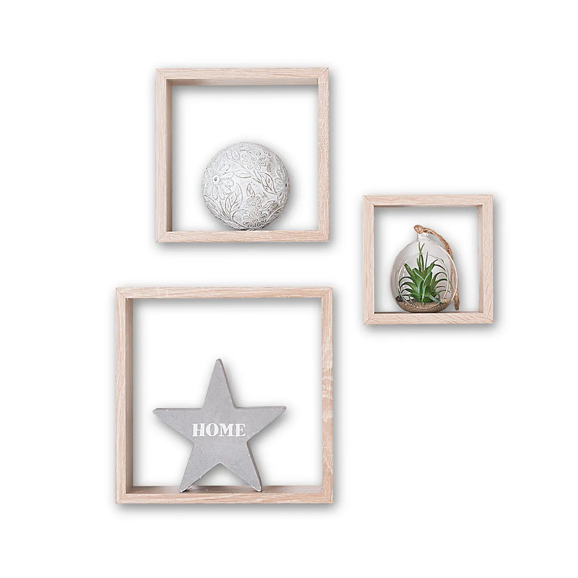 3 petites étagères murales cube, Effet chêne