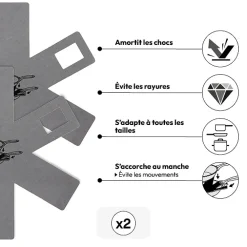 2 protections anti-rayures, Gris/rouge