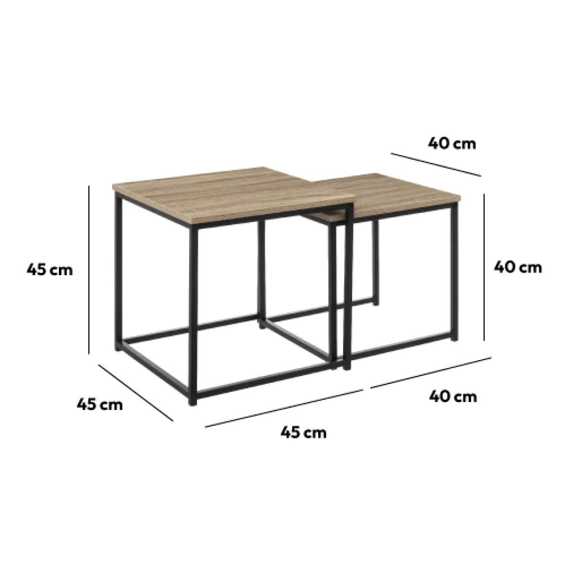 2 tables gigognes, Effet chêne naturel