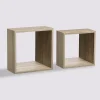 2 étagères murales cube miroir, Effet chêne