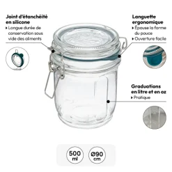 3 terrines verre, 0,5L