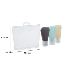 3 tubes en silicone avec trousse de rangement
