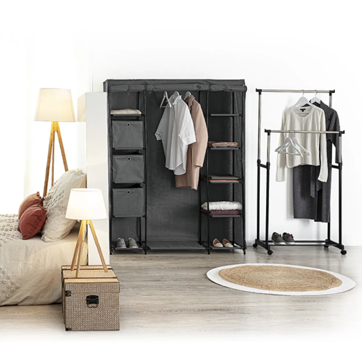 Armoire 2 penderies, Gris