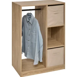Armoire dressing penderie, Effet chêne naturel