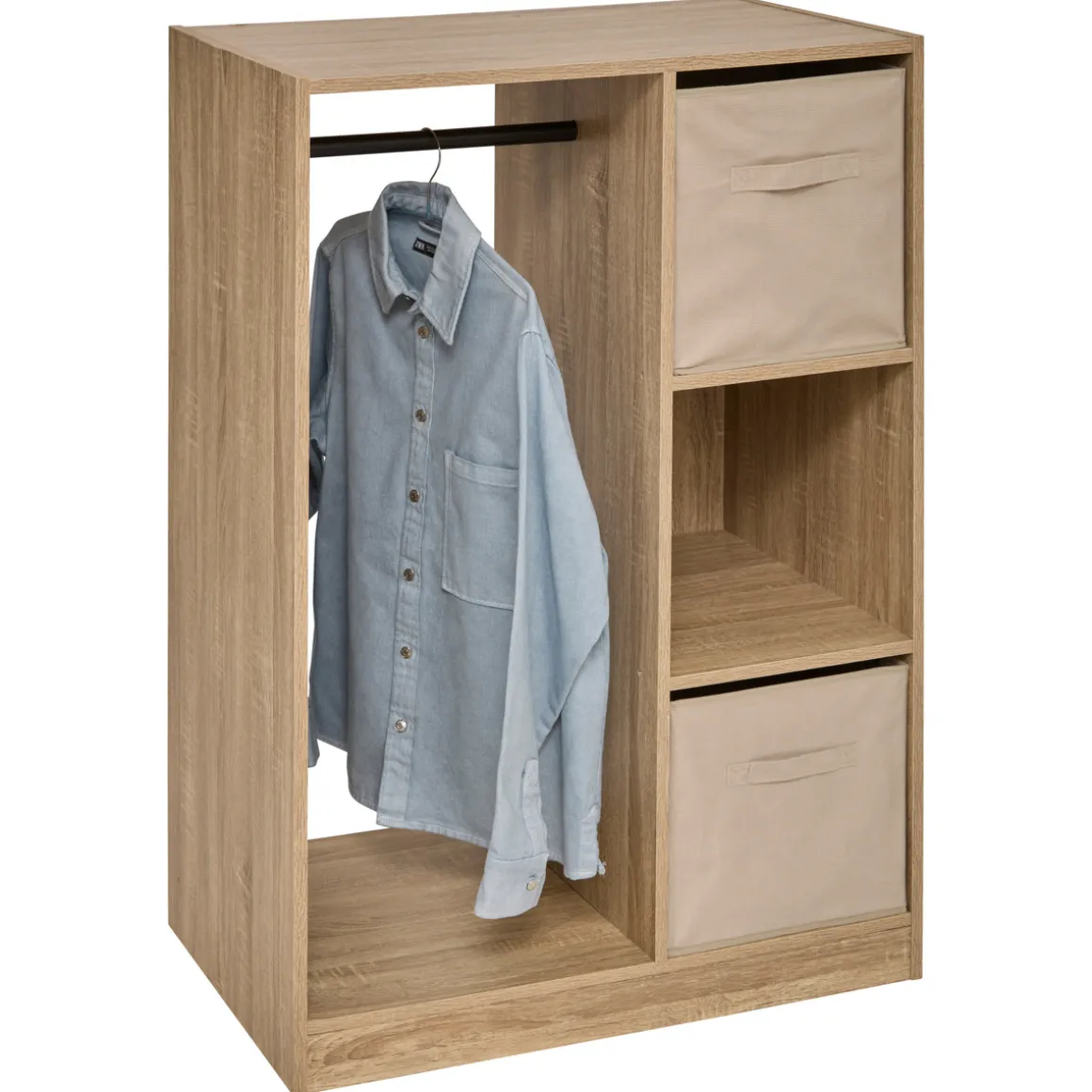 Armoire dressing penderie, Effet chêne naturel