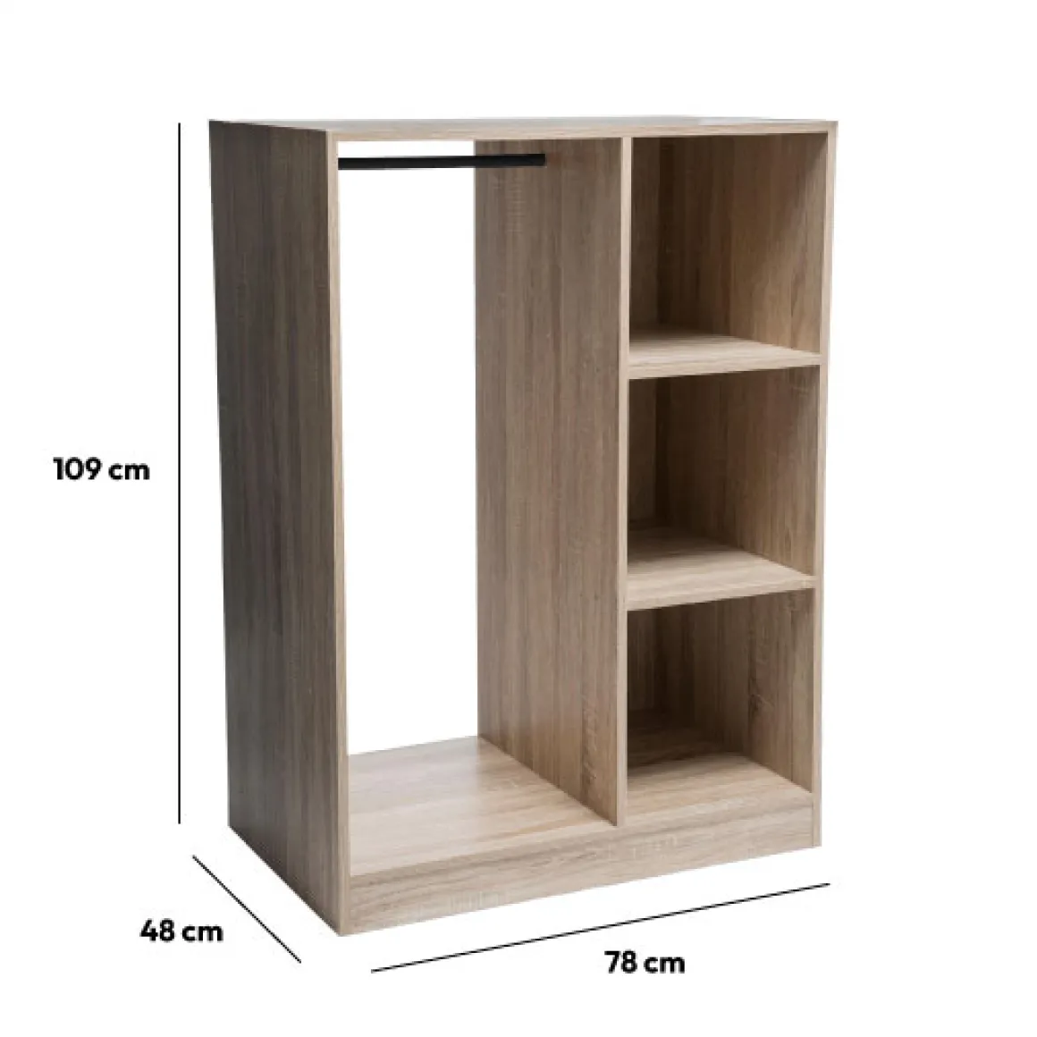 Armoire dressing penderie, Effet chêne naturel