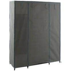 Armoire penderie 3 boîtes, tissu gris anthracite