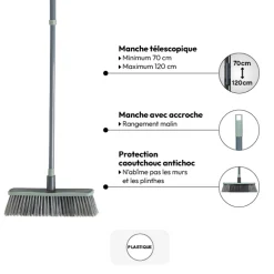Balai antichoc téléscopique, H. 130 cm