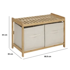 Banc de rangement avec 2 paniers, bambou