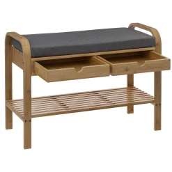 Banc range-chaussures avec tiroirs, Bambou