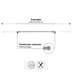 Barre de douche extensible  70x120cm, Inox
