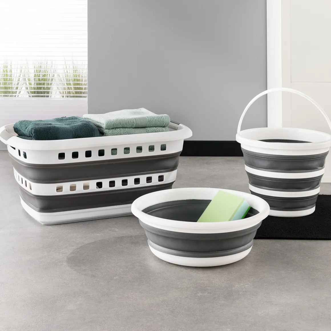Bassine retractable 8L - Blanc, Gris clair