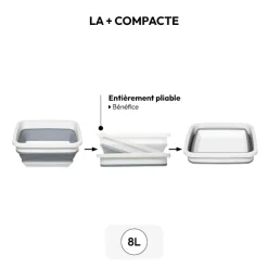 Bassine retractable 8L - Blanc, Gris