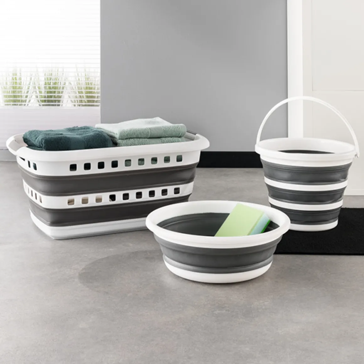 Bassine retractable 8L - Blanc, Gris